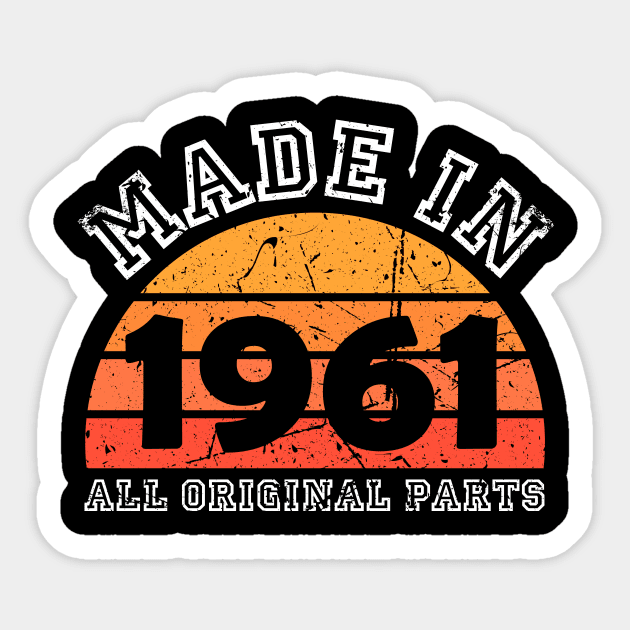 Made 1961 Original Parts 60th Birthday Sticker by jodotodesign